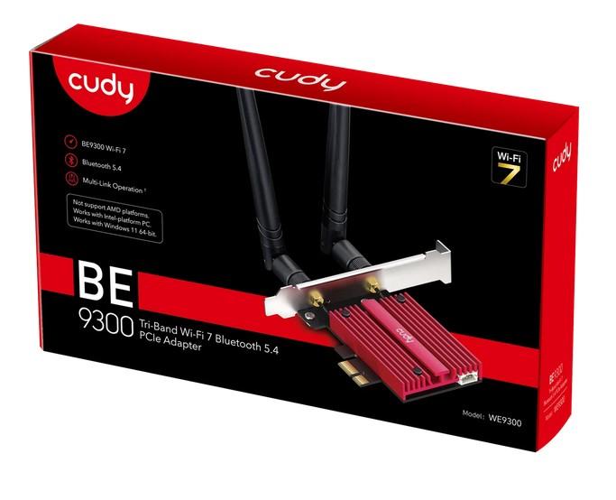 Безжична мрежова карта Cudy WE9300, Tri-Band Wi-Fi 7,  2.4/5.0/6.0GHz, 688+2882+5760 Mbps, Bluetooth 5.4 