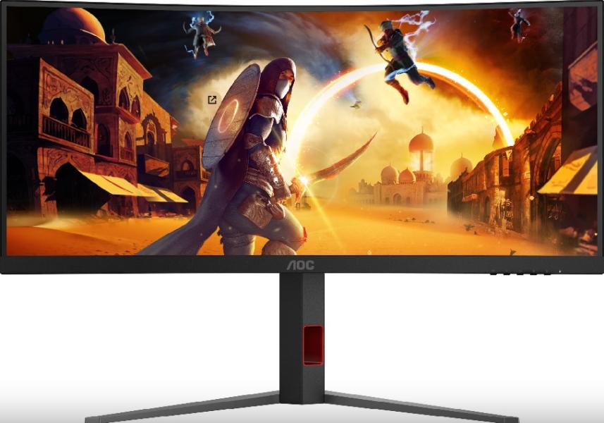 Монитор AOC CU34G4Z, 34" (86.36cm) WQHD VA, Curved 1500R, 0.5 ms (MPRT), 240 Hz, 450 cd/m², 2 500 : 1, HDMI, DP, USB