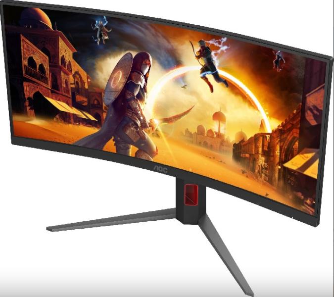 Монитор AOC CU34G4Z, 34" (86.36cm) WQHD VA, Curved 1500R, 0.5 ms (MPRT), 240 Hz, 450 cd/m², 2 500 : 1, HDMI, DP, USB