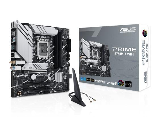 Дънна платка ASUS PRIME B760M-A WIFI, LGA1700, 4x DDR5, 4x SATA 6Gb/s, 2x M.2, WiFi 6/Bluetooth v5.2, 2x HDMI, DP, mATX