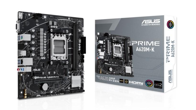 ASUS PRIME A620M-K, AM5, 2x DDR5, 1x M.2, 4x SATA 6Gb/s, VGA, HDMI, Micro ATX