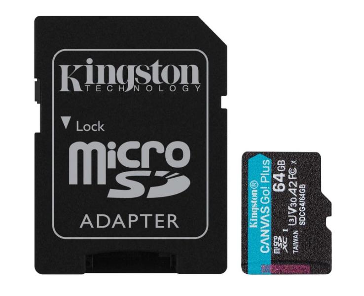 Карта памет Kingston Canvas Go Plus Gen4, 128GB microSDXC, Class 10, UHS-I, U3, V30, A2 Card + Adapter