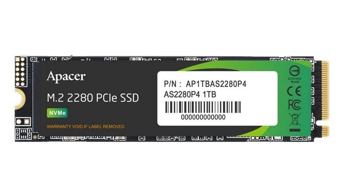 Apacer AS2280P4 SSD, 256GB PCIe NVMe, M.2 (2280), Read up 2100MB/s, Write up to 1500MB/s