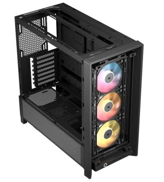 Кутия Corsair Frame 4000D RS ARGB Black, Middle Tower, 1x USB 3.2 Gen 2 Type-C, 2x USB 3.2 Gen 1 Type-A, EATX/ATX/microATX/Mini-ITX