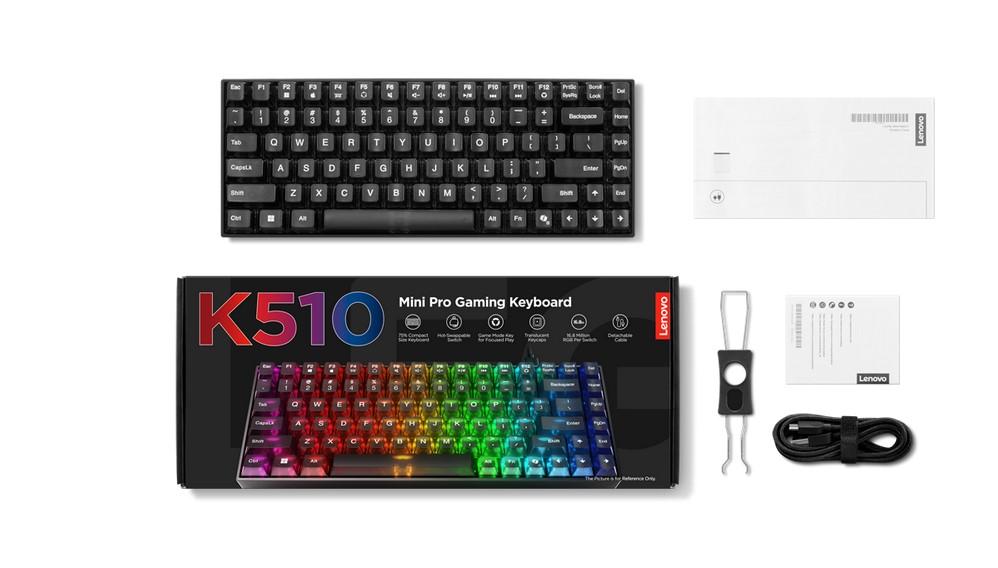 Клавиатура LENOVO Legion K510 Mini Pro Gaming, механична, Tactile суич, RGB подсветка, USB-C/USB-A