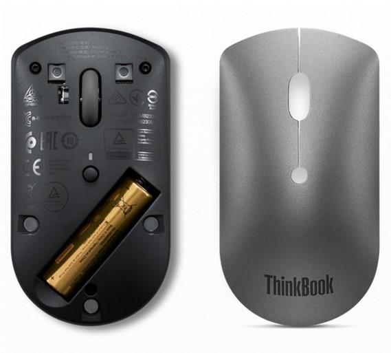 Мишка Lenovo ThinkBook Bluetooth Silent Mouse, Bluetooth, оптична (2400 dpi), сива
