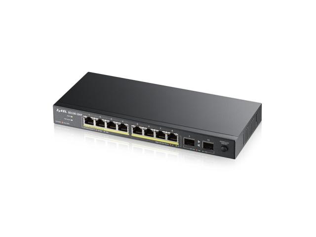 Суич Zyxel GS1100-10HP v2, unmanage PoE 8x Gigabit, 2x Fiber Uplink, 120 Watt PoE