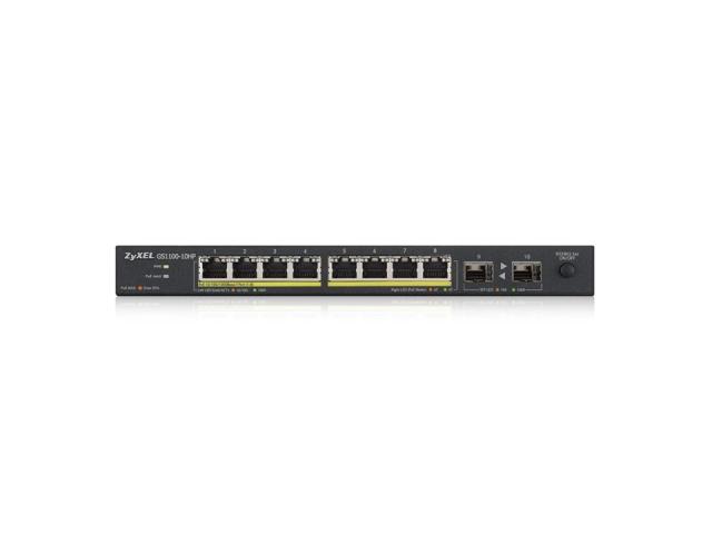 Суич Zyxel GS1100-10HP v2, unmanage PoE 8x Gigabit, 2x Fiber Uplink, 120 Watt PoE