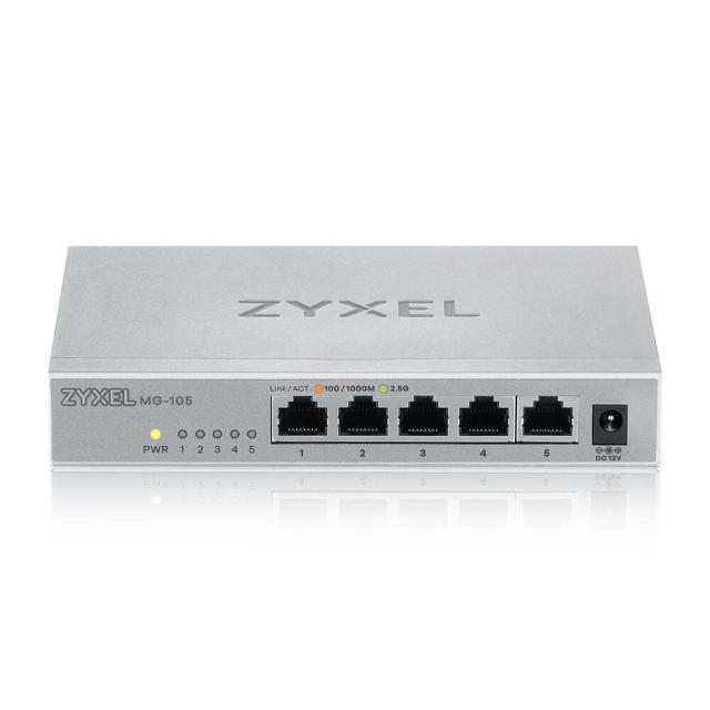 Суич ZyXEL MG-105, 5 Ports, Desktop, 2.5G MultiGig unmanaged Switch