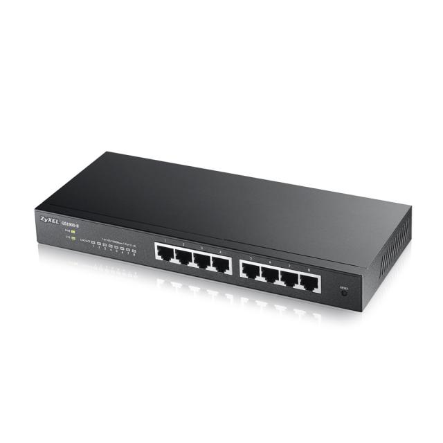 Суич ZyXEL GS1900-8, 8 port GbE L2 smart switch, desktop, fanless