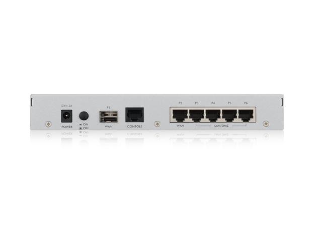 Защитна стена ZyXEL USG20-VPN Firewall, 10x VPN (IPSec/L2TP), up to 15 SSL (5 included), 1x WAN, 1x SFP, 4x LAN/DMZ, 1x USB port, Optional: Content Filtering, Antispam (licenses)