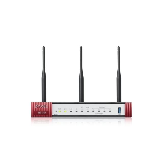 Защитна стена ZyXEL USG Flex Firewall 10/100/1000, 1xWAN, 1xSFP, 4xLAN/DMZ ports, 1xUSB, 802.11a/b/g/n/ac with 1 Yr UTM Bundle