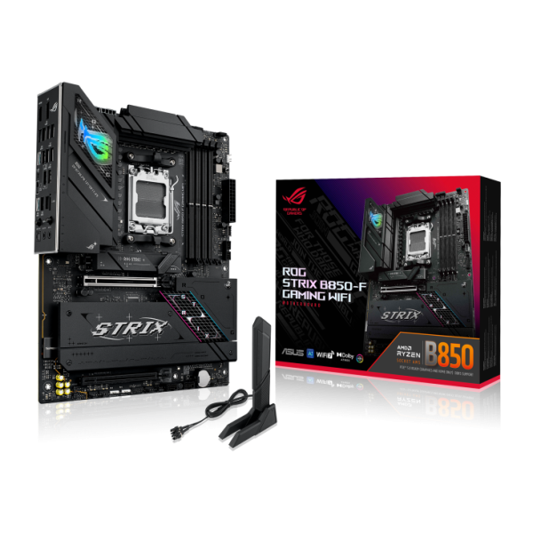 Дънна платка ASUS ROG STRIX B850-F GAMING WIFI, AM5, 4x DDR5, 4x M.2, 2x SATA 6Gb/s, Wi-Fi 7, Bluetooth v5.4, HDMI, DP, ATX