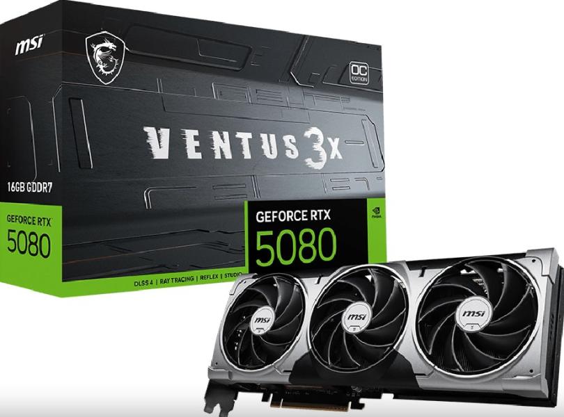 Видео карта MSI GeForce RTX 5080 16GB GDDR7 VENTUS 3X OC DLSS 4, 256-bit, HDMI, DP