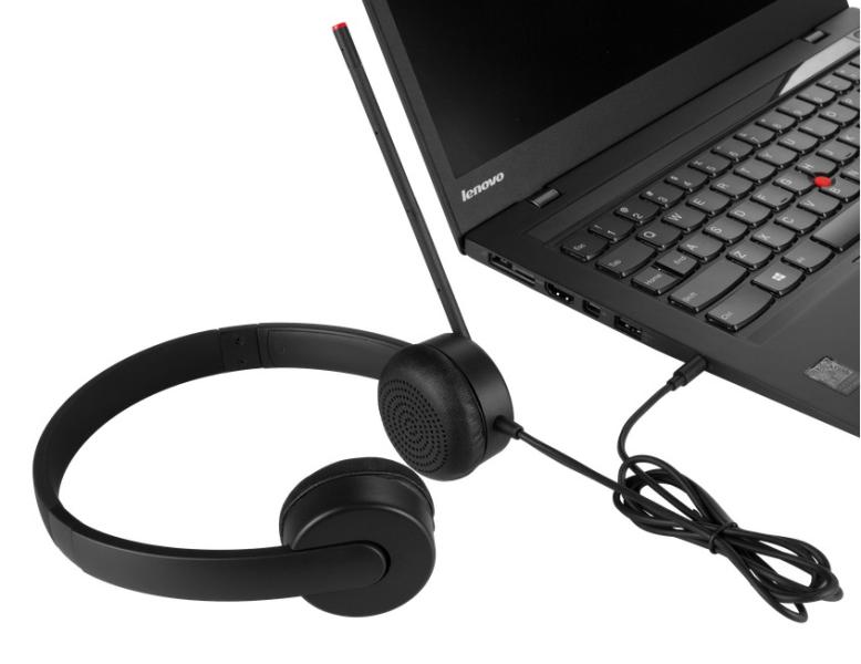 Слушалки Lenovo Stereo Headset, микрофон, 3.5 mm jack, черни