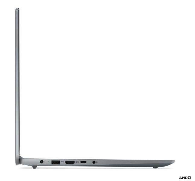 Лаптоп Lenovo IdeaPad Slim 3 15IRU8, AMD Ryzen 3 30 4C (2.4 / 4.10 GHz, 6MB Cache), 15.6'' (39.62 cm) FHD TN Anti-glare, 16GB LPDDR5, 512GB M.2 NVMe SSD, Arctic Grey, Windows 11 Home