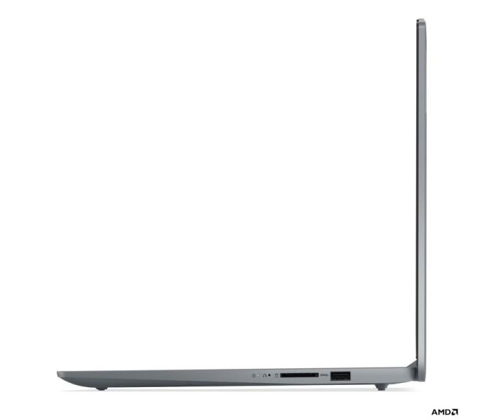 Лаптоп Lenovo IdeaPad Slim 3 15IRU8, AMD Ryzen 3 30 4C (2.4 / 4.10 GHz, 6MB Cache), 15.6'' (39.62 cm) FHD TN Anti-glare, 16GB LPDDR5, 512GB M.2 NVMe SSD, Arctic Grey, Windows 11 Home