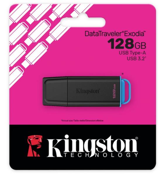 USB памет KINGSTON DataTraveler Exodia G2, 128GB, USB 3.2 Gen 1, Черна