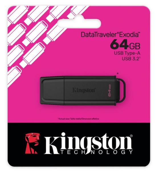 USB памет KINGSTON DataTraveler Exodia G2, 64GB, USB 3.2 Gen 1, Черна