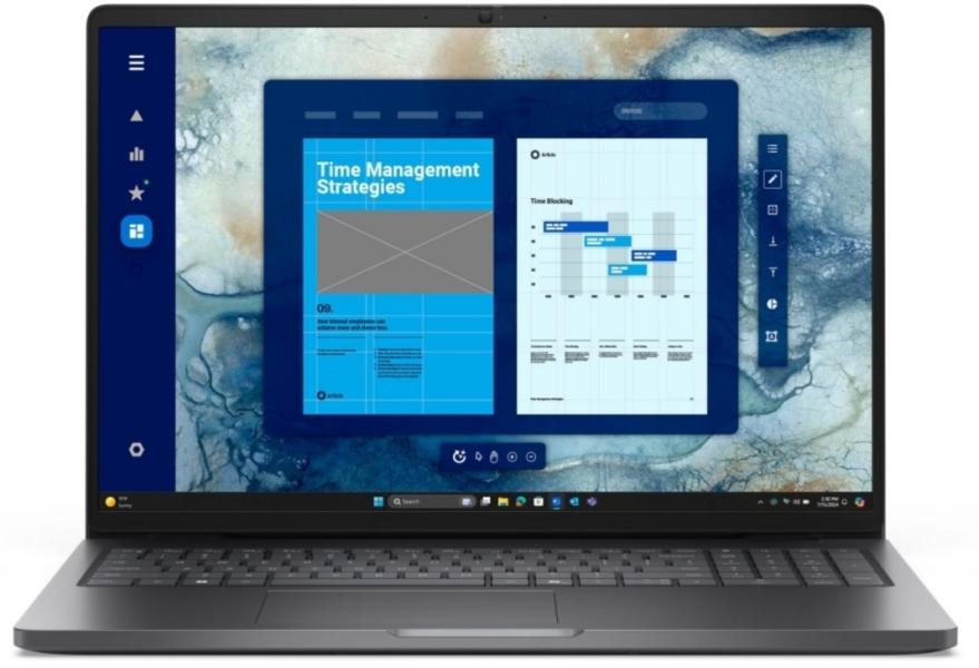 Лаптоп Dell Pro 16 PC16250, Intel Core 5 120U 10C (1.4 / 5.0 GHz, 14MB Cache), 16.0" (40.64 cm) FHD+ Anti-Glare, Integrated Intel Graphics, 16GB DDR5, 512GB SSD M.2 PCIe, WiFi+BT, IR Cam+Mic, BG Backlit KBD, FPR, Ubuntu