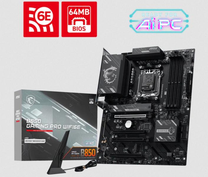 Дънна платка MSI B850 GAMING PRO WIFI6E AM5, 4x DDR4, 2x M.2, 4x SATA 6Gb/s, HDMI, DP, ATX