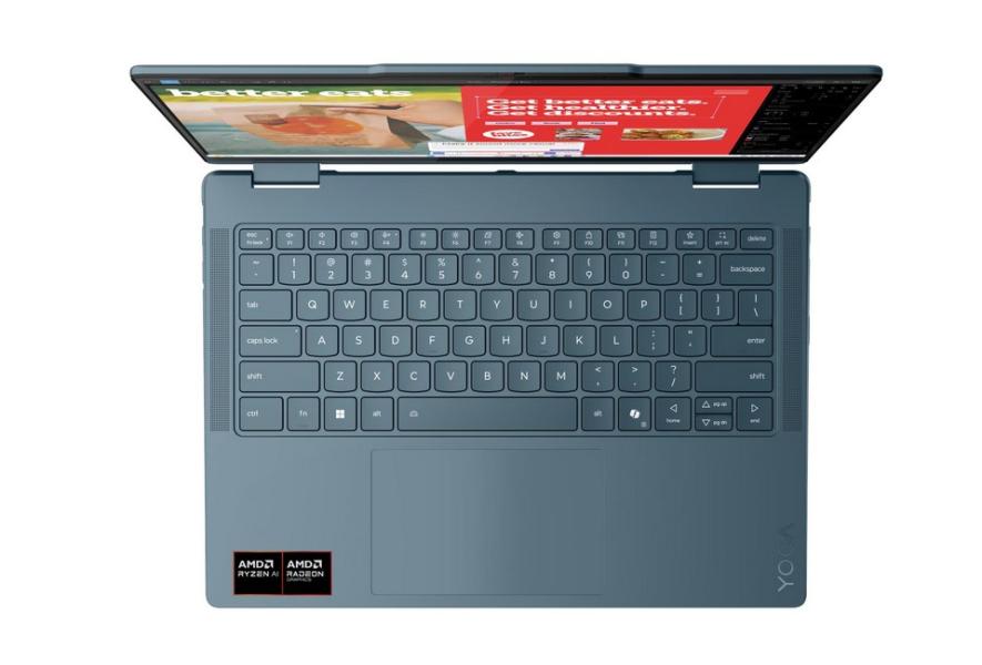 Лаптоп, Lenovo Yoga 7 2-in-1 14AKP10, AMD Ryzen AI 7 350 8C (2.0 / 5.0 GHz, 16MB Cache), 14.0" (35.56 cm) 2.8K WQXGA+ OLED, Touchscreen, AMD Radeon 860M, 24GB LPDDR5X, 1TB M.2 NVMe SSD, Windows 11 Home