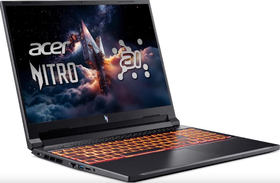 Лаптоп Acer Nitro V16 AI ANV16-42-R4CR, AMD Ryzen 7 260 8C (3.8 / 5.1 GHz, 16MB Cache), 16.0" (40.64 cm) WQXGA IPS Display, NVIDIA RTX 5070 8GB GDDR7 DLSS 4, 16GB DDR5, 1TB M.2 NVMe SSD, Free DOS