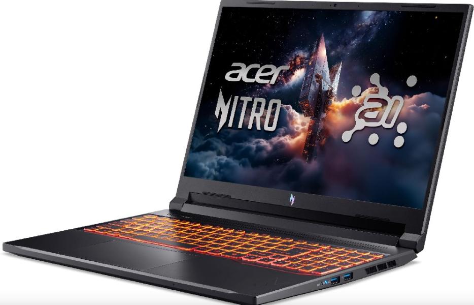 Лаптоп Acer Nitro V16 AI ANV16-42-R4CR, AMD Ryzen 7 260 8C (3.8 / 5.1 GHz, 16MB Cache), 16.0" (40.64 cm) WQXGA IPS Display, NVIDIA RTX 5070 8GB GDDR7 DLSS 4, 16GB DDR5, 1TB M.2 NVMe SSD, Free DOS
