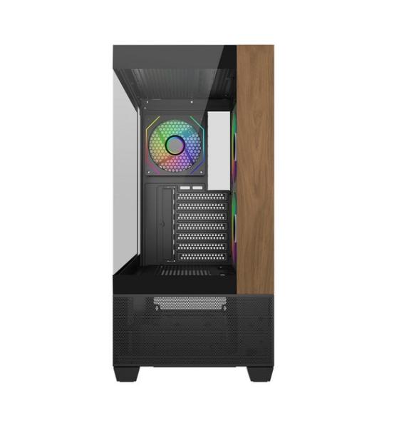 Кутия CoolerMaster Elite 690 Wood Black, Mid Tower, 2x USB 3.0, 1x USB Type-C, 1x 3.5mm Headset Jack, ITX, Micro-ATX, ATX