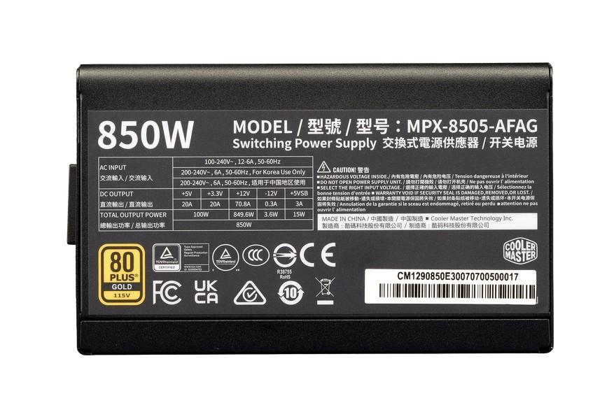 Захранване Cooler Master Elite Gold 850W, Active PFC, ATX 3.1, 80 PLUS GOLD, Fully Modular