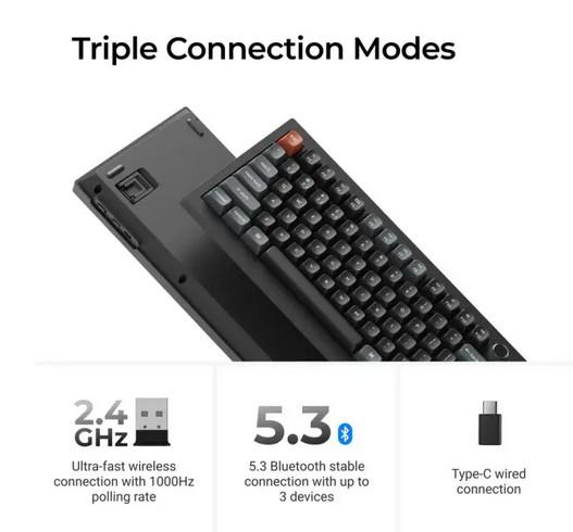Клавиатура Keychron V6 Ultra 8K, Silk POM Switch Brown, Bluetooth, USB