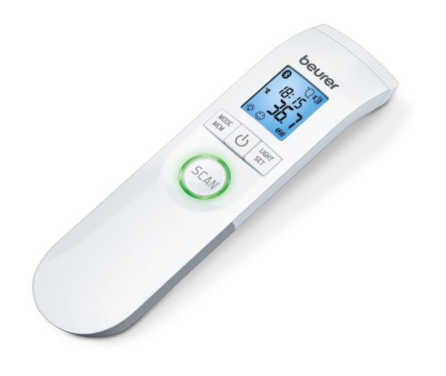 Термометър Beurer FT 95 BT non-contact thermometer, Bluetooth, Measurement of body, ambient and surface temperature, Led temperature alarm (green, yellow/ red), Displays measurements in °C and °F, Measuring distance 2/3 cm, 60 memory spaces,  Blue il
