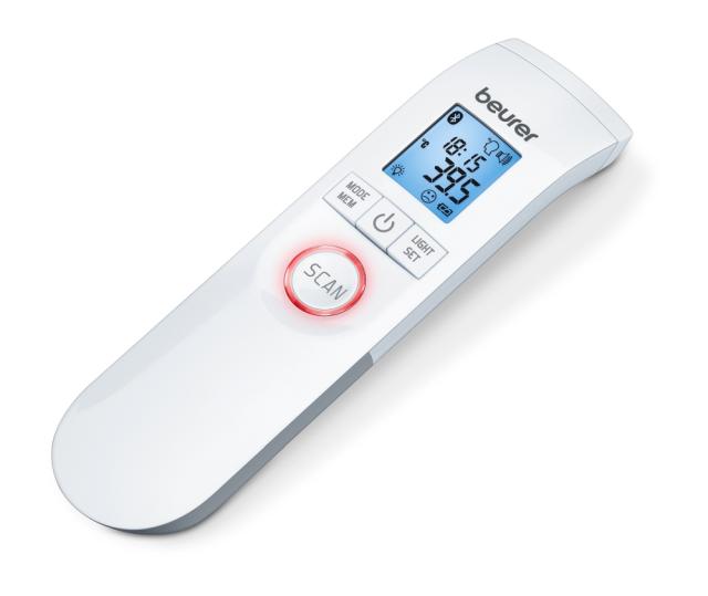 Термометър Beurer FT 95 BT non-contact thermometer, Bluetooth, Measurement of body, ambient and surface temperature, Led temperature alarm (green, yellow/ red), Displays measurements in °C and °F, Measuring distance 2/3 cm, 60 memory spaces,  Blue il
