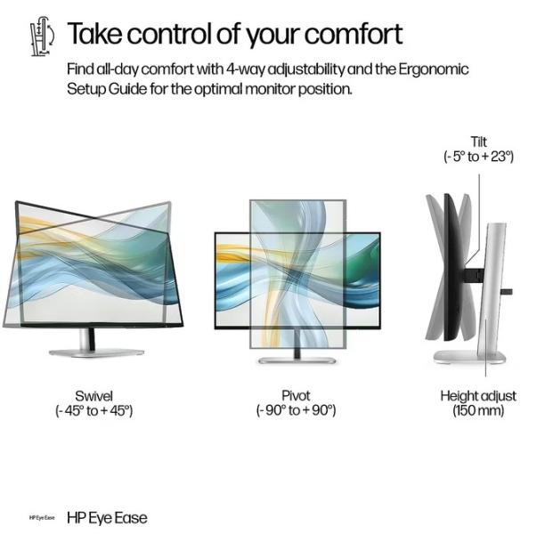 Монитор HP S5 Pro 524pu, 23.8" (60.45 cm) FHD IPS, 100Hz, 5ms, 350 cd/m2, 1500:1, HDMI, DisplayPort, USB Type-A, USB Type-C, LAN