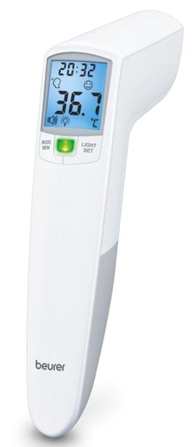 Термометър Beurer FT 100 non-contact thermometer, Distance sensor (LED/acoustic signal), Measurement of body, ambient and surface temperature, Led temperature alarm (green, yellow/ red) & face icons, Displays measurements in °C and °F, Measuring dist