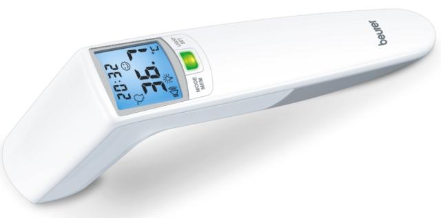 Термометър Beurer FT 100 non-contact thermometer, Distance sensor (LED/acoustic signal), Measurement of body, ambient and surface temperature, Led temperature alarm (green, yellow/ red) & face icons, Displays measurements in °C and °F, Measuring dist