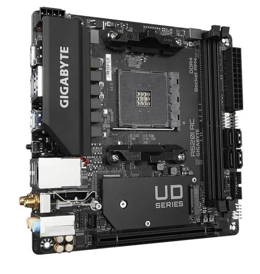 Дънна платка Gigabyte A520I AC Wi-Fi, A520 AM4, 2x DDR4, 1x M.2, 4x SATA 6Gb/s, HDMI, DisplayPort, Mini-ITX