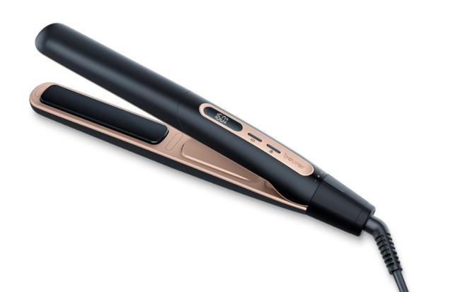 Преса Beurer HS 100 Hair straightener, Ready to use in 12 sec, LED display, Ceramic-coated hot plates, Ion technology, Variable temperature control (120-220 °), Button lock, Operation status display, Automatic switch-off after 30 minutes, Transport l