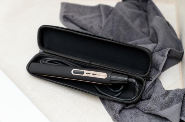 Преса Beurer HS 100 Hair straightener, Ready to use in 12 sec, LED display, Ceramic-coated hot plates, Ion technology, Variable temperature control (120-220 °), Button lock, Operation status display, Automatic switch-off after 30 minutes, Transport l