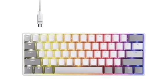 Геймърскa механична клавиатура Corsair Clipper Mini 60 Hall Effect White, Hyperdrive Magnetic Switch, USB