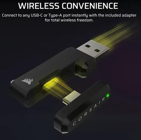 Геймърски слушалки Corsair HS35 v3 Carbon, Wireless/USB Type-A, Black
