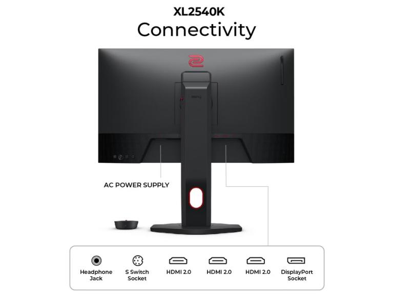 Монитор ZOWIE XL2540K, 24.5" (62.23 cm) FHD TN Panel, 240Hz, 320 cd/m² , HDMI, DisplayPort