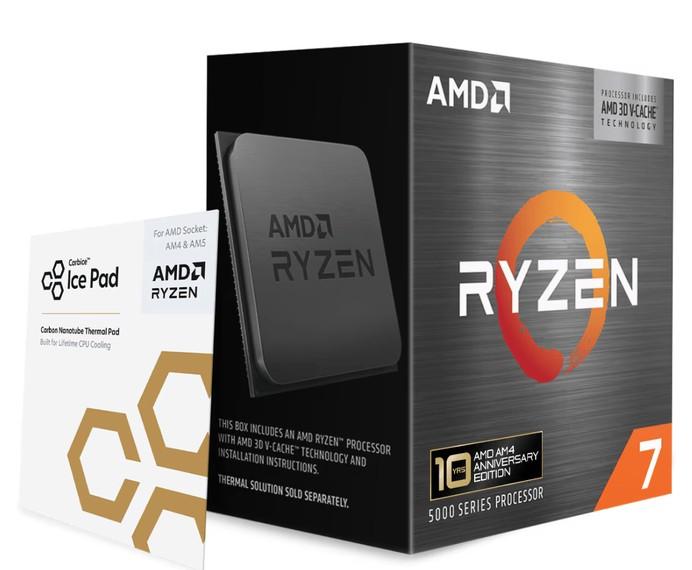 Процесор AMD Ryzen 7 5800X3D 8C (3.4 / 4.5GHz, 96MB L3 Cache), AM4, Box + Carbice Ice Pad, без охлаждане