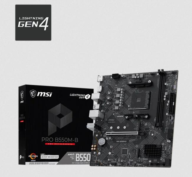 Дънна платка MSI B550M-B, AM4, 2x DDR4, 2x M2, 4x SATA 6Gb/s, DP, HDMI, Micro ATX