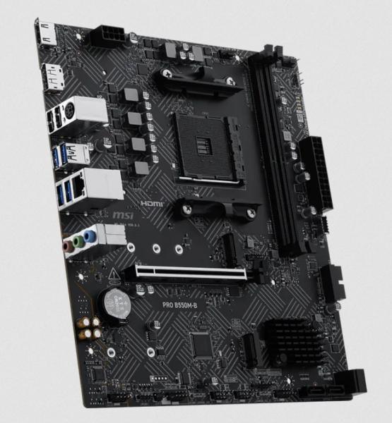 Дънна платка MSI B550M-B, AM4, 2x DDR4, 2x M2, 4x SATA 6Gb/s, DP, HDMI, Micro ATX