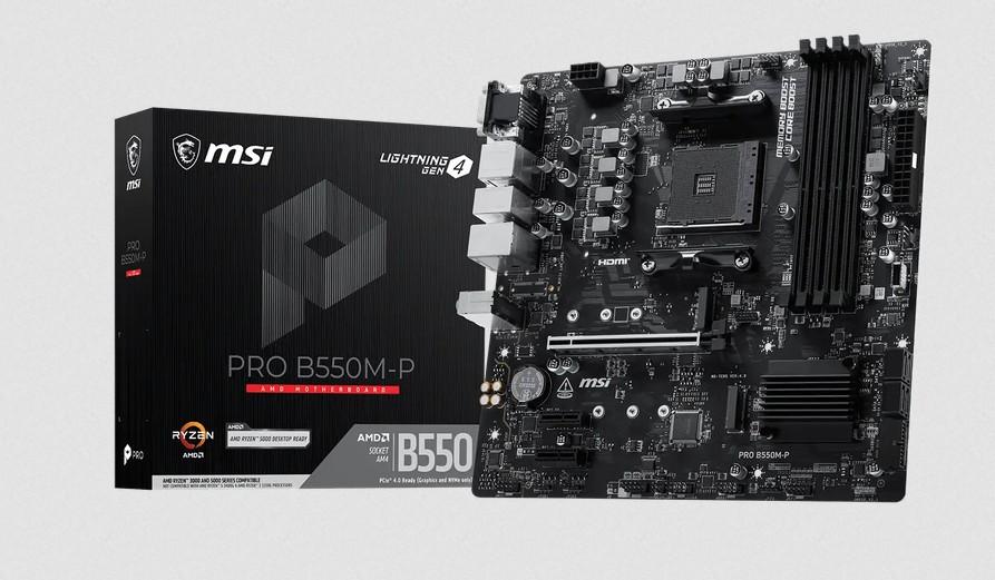 Дънна платка MSI B550M-P, AM4, 4x DDR4, 2x M2, 4x SATA 6Gb/s, DP, HDMI, VGA Micro ATX