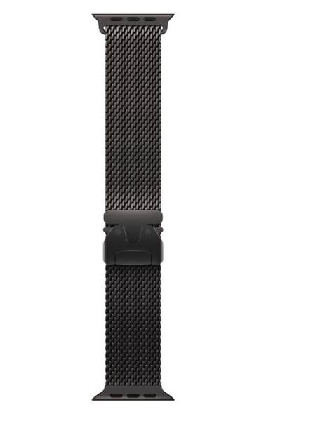 Смарт часовник Apple Watch Ultra 3 Cellular, 49mm, 1.98" (5.02 cm) Retina LTPO OLED дисплей, 64GB Flash памет, Bluetooth, Wi-Fi, LTE, GPS, IP6X, Black Titanium с Black Titanium Milanese Loop L каишка