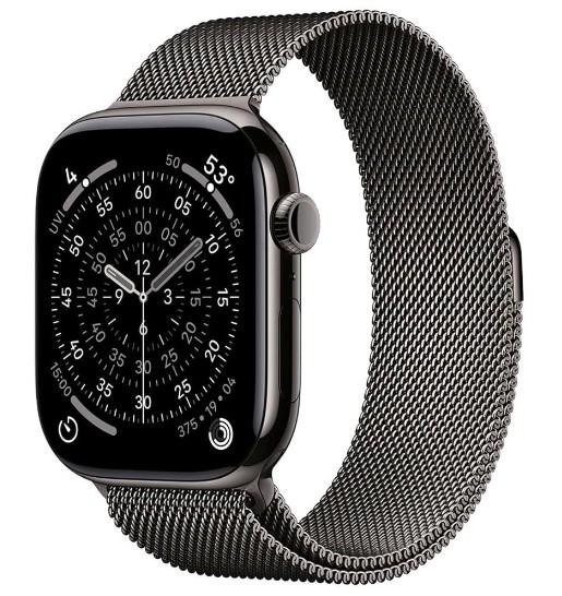Apple Watch S11 Cellular 46mm Slate Titanium Case with Slate Milanese Loop - S/M