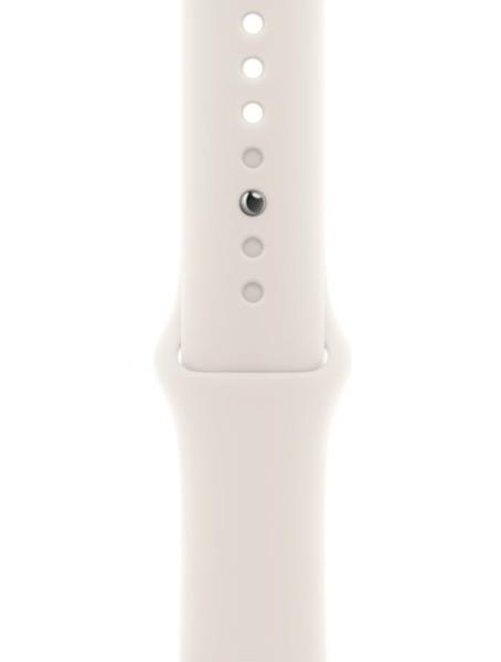 Смарт часовник Apple Watch SE 3 GPS, 44mm, 1.78" (4.52cm) Retina LTPO OLED дисплей, Wi-Fi, Bluetooth, GPS, 64GB Flash памет, Starlight Aluminium с Starlight Sport Band - M/L каишка