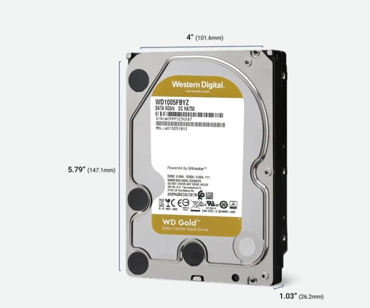 Твърд диск Western Digital Gold Enterprise 12TB HDD 7200rpm 6Gb/s sATA 512MB, 3.5" (8.89 cm)